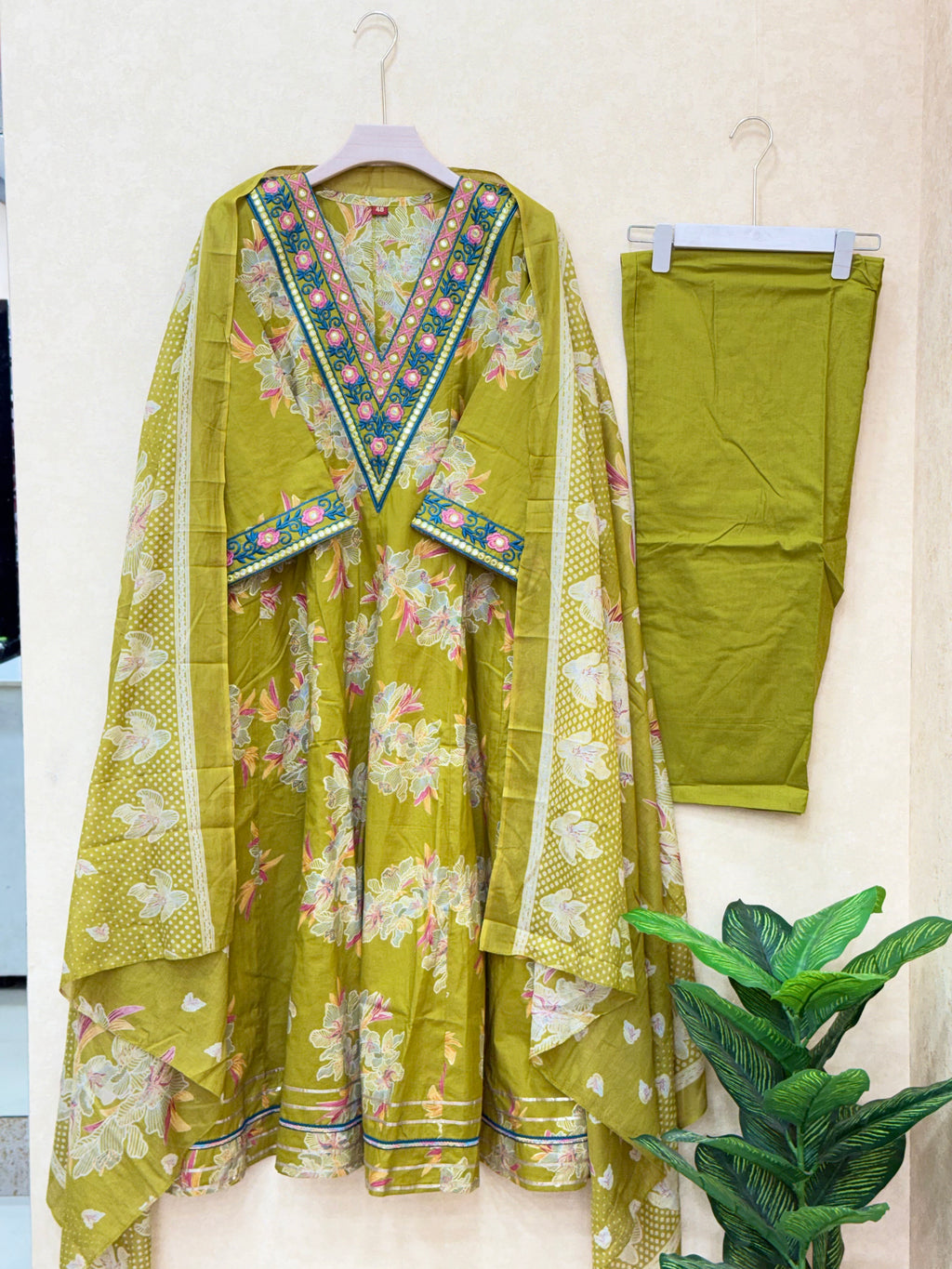 Green Panel Anarkali