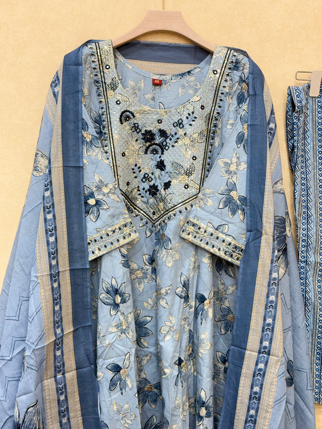 Ash Blue Anarkali